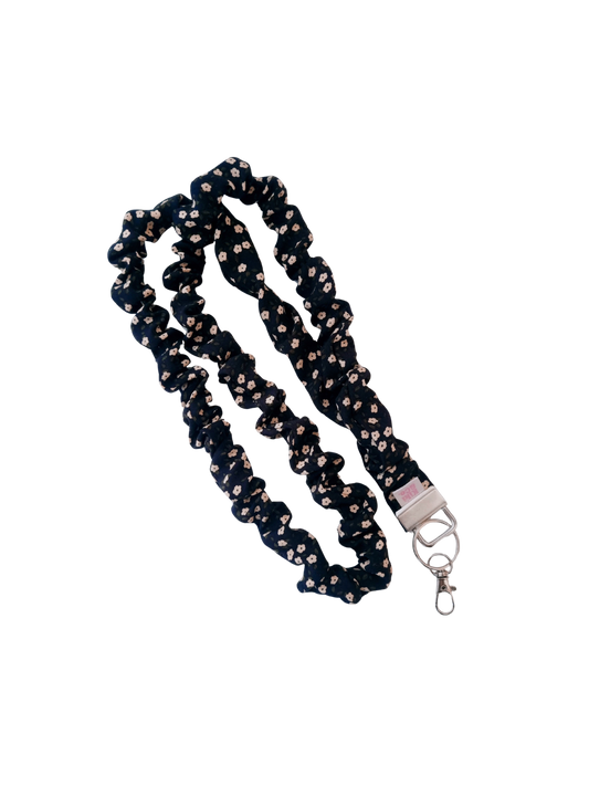 Scrunchie Lanyard - Black Floral