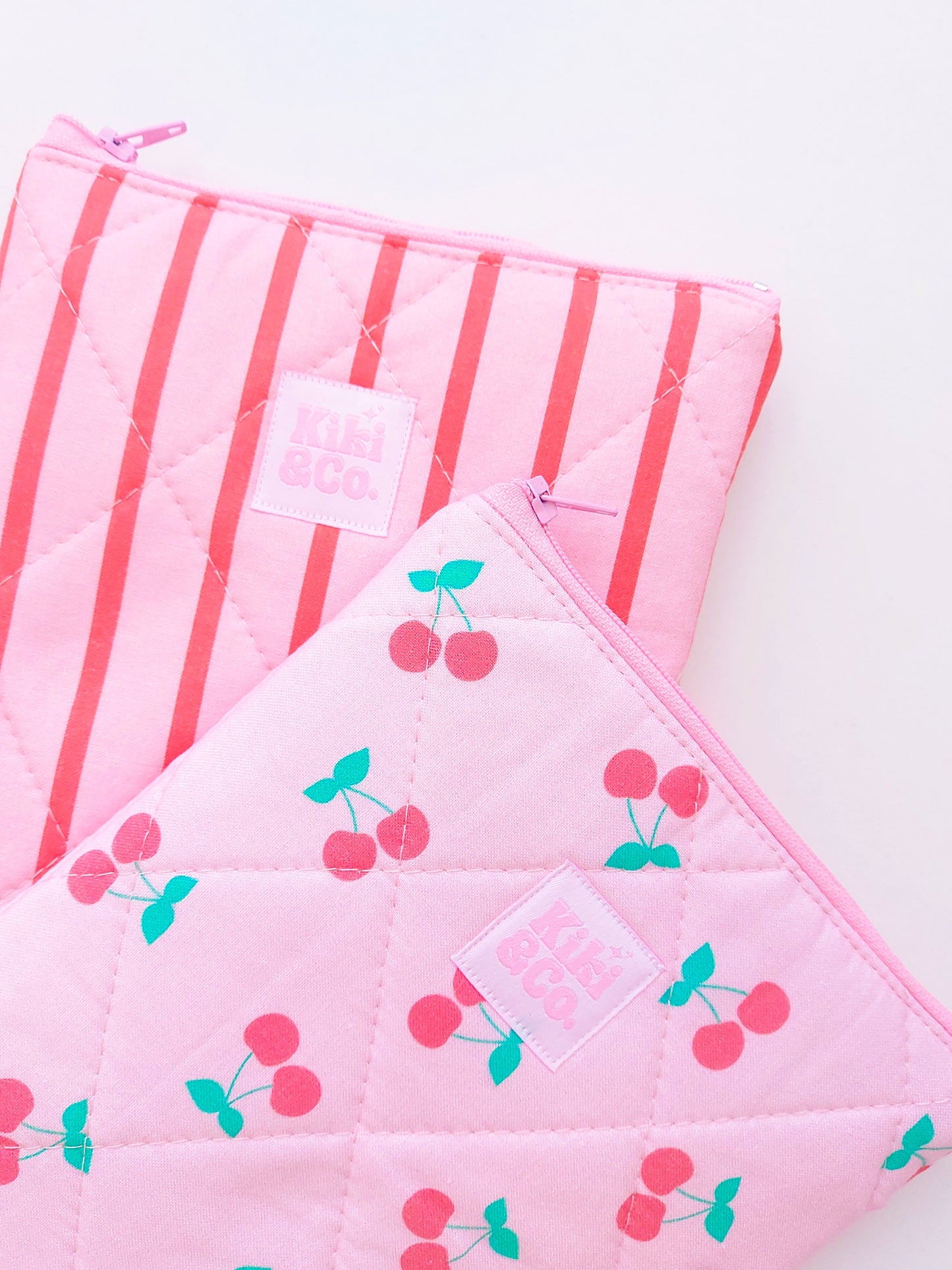 Quilted eReader Sleeve - Pink/Red Stripe