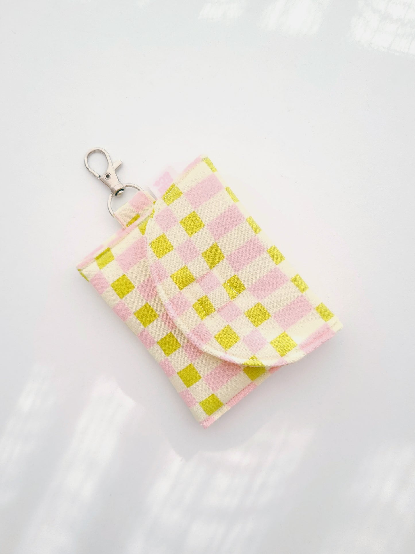 Earbud Pouch - Pink\Green Checkered