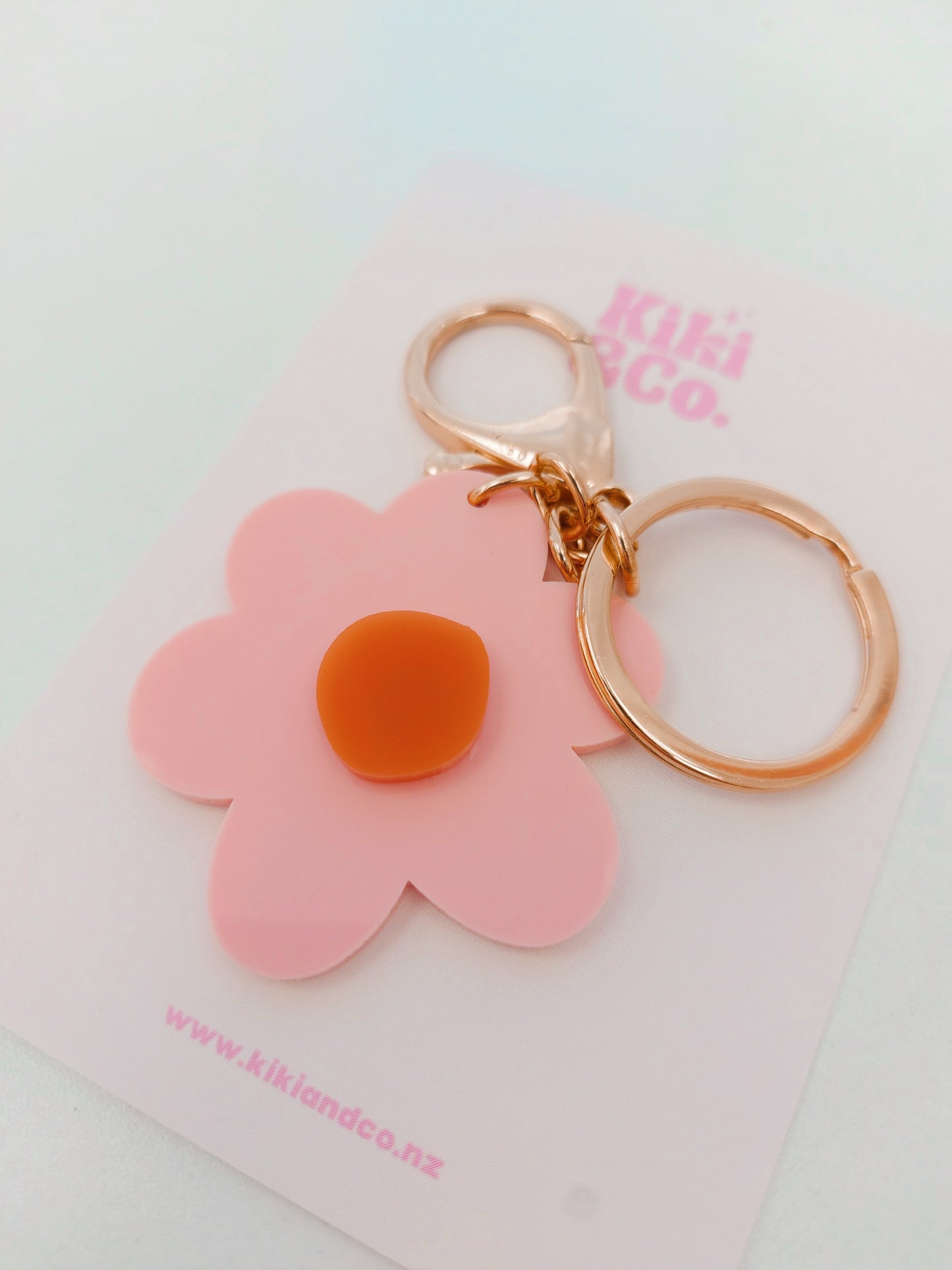 Daisy keyring -  Pink/Orange