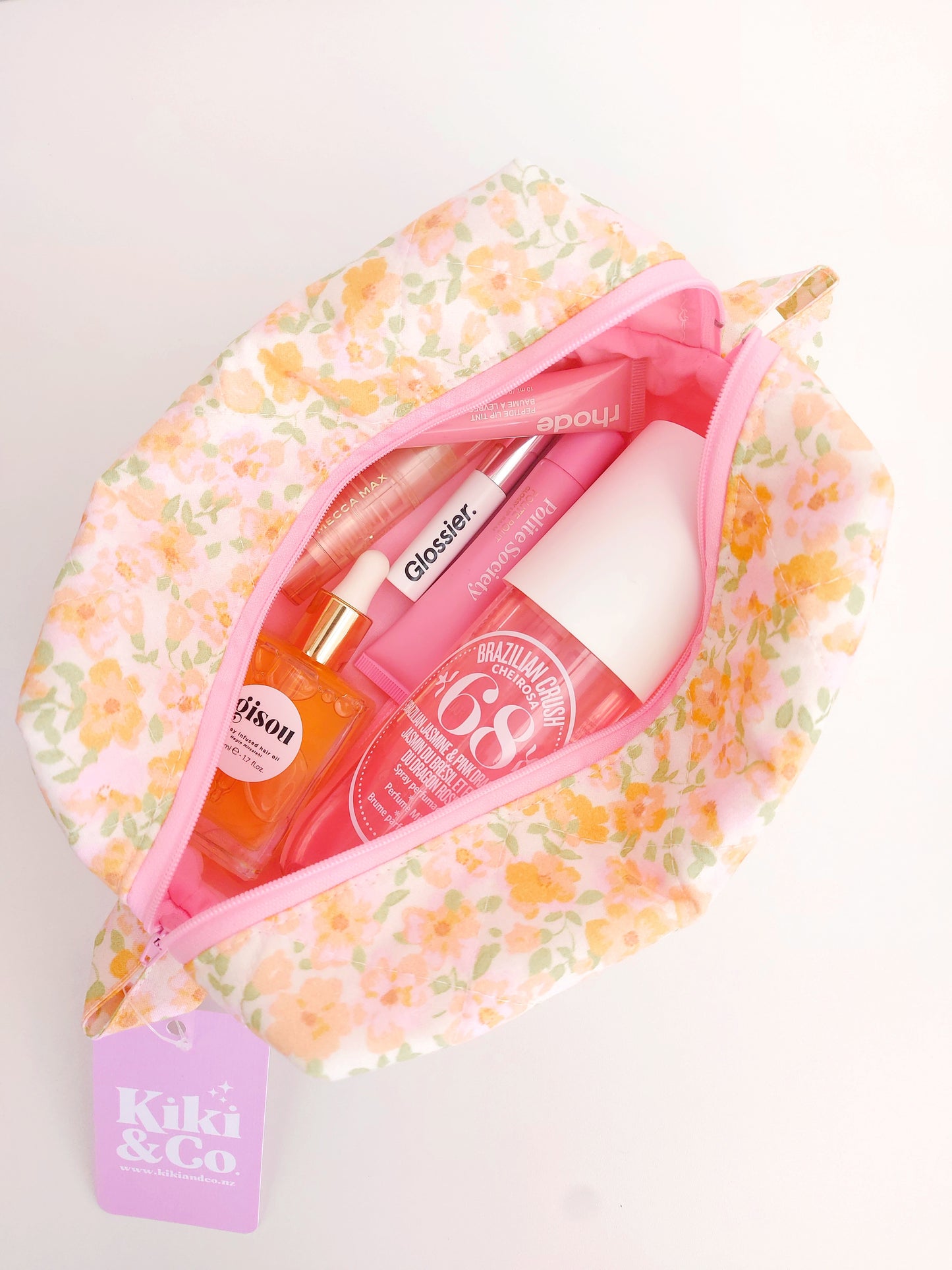 Quilted Makeup Bag- Camellia