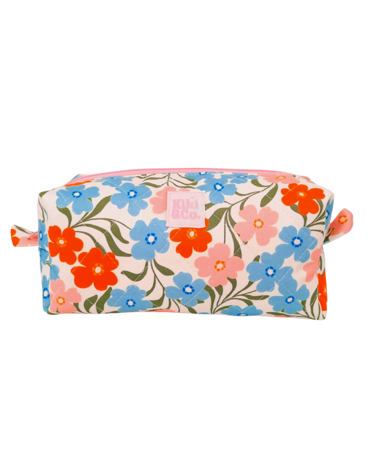 Quilted Makeup Bag- Coastal Floral