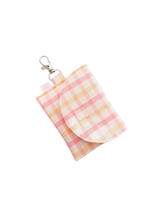 Earbud Pouch - Pink/orange gingham