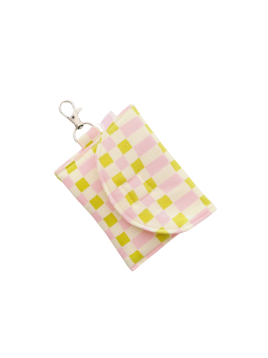 Earbud Pouch - Pink\Green Checkered