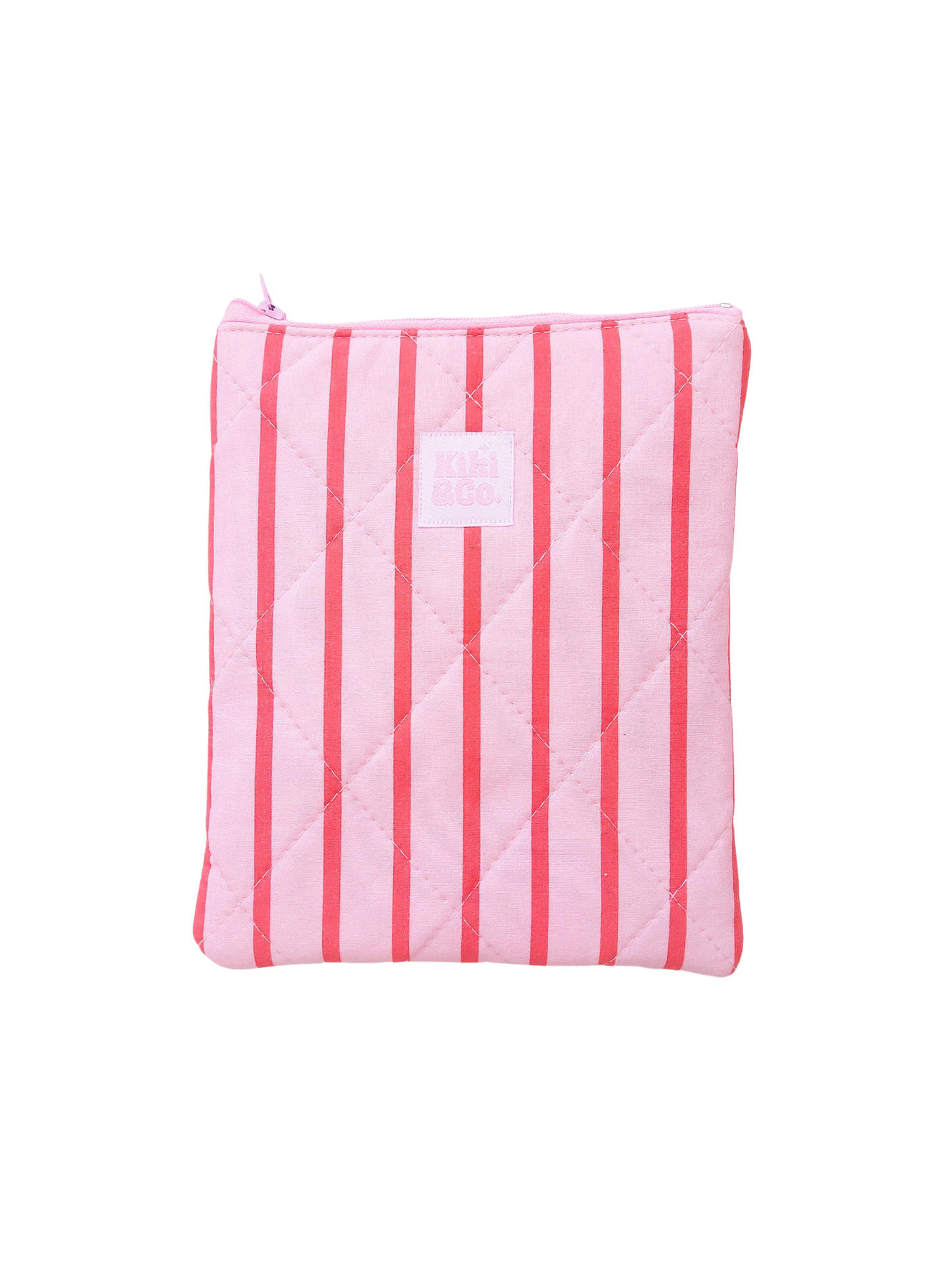 Quilted eReader Sleeve - Pink/Red Stripe