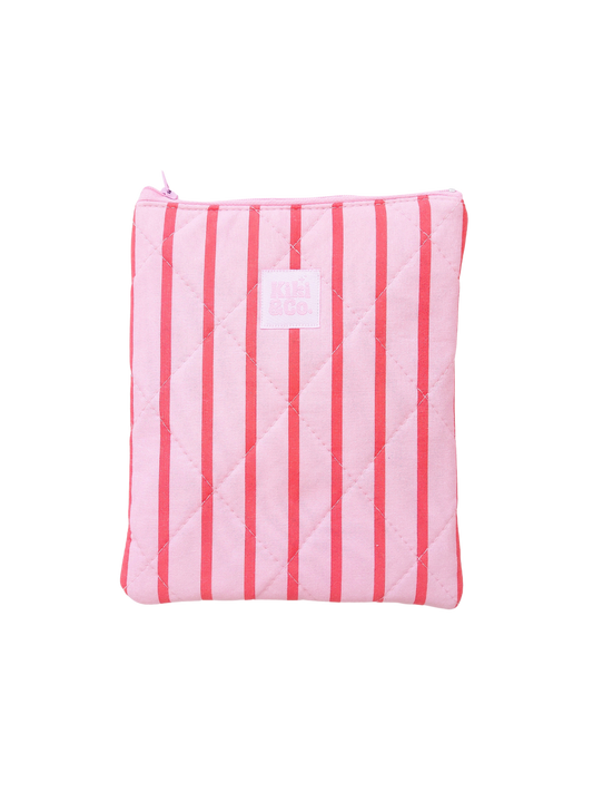 Quilted eReader Sleeve - Pink/Red Stripe