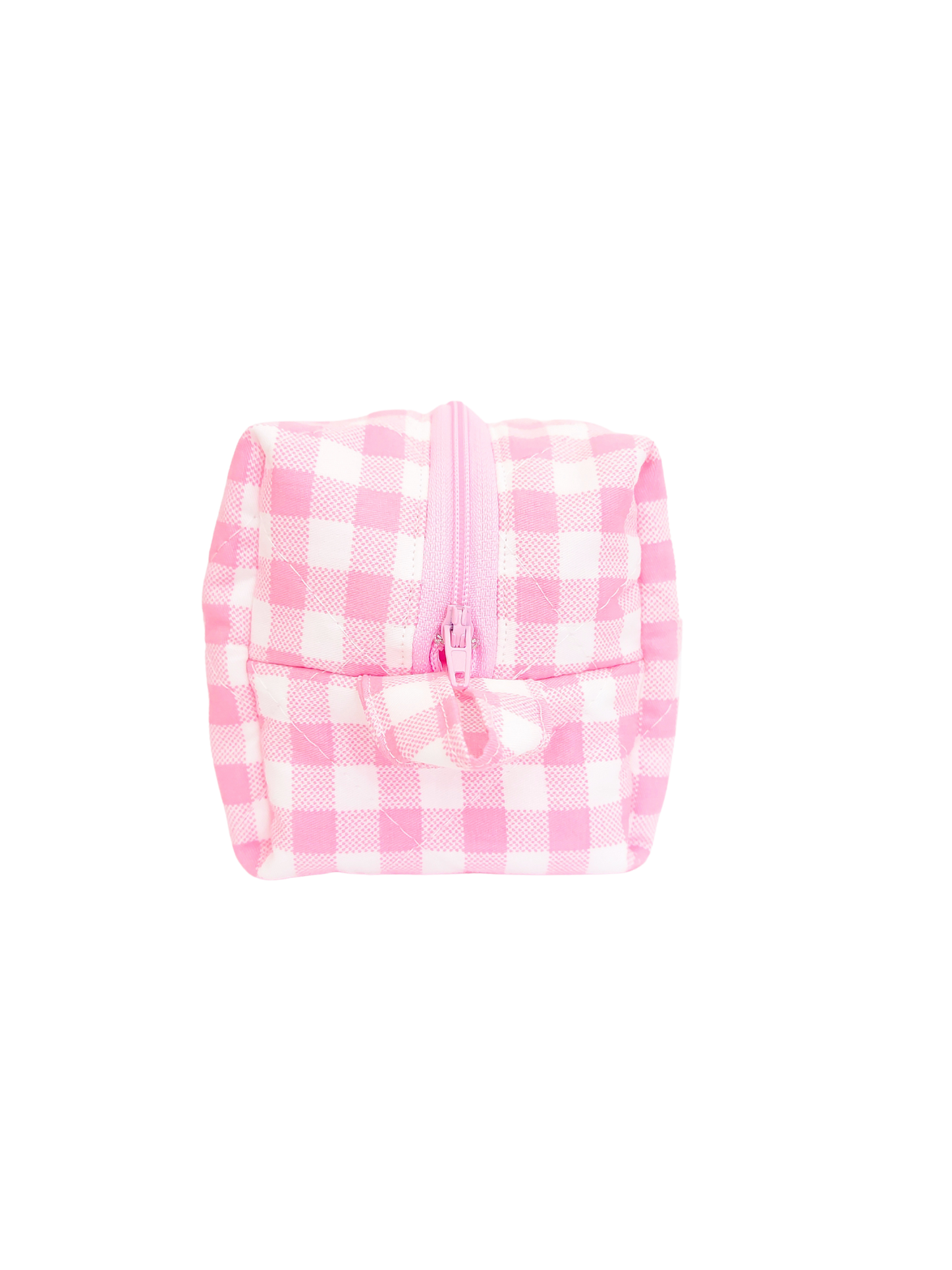 Quilted Makeup Bag- Pink Gingham