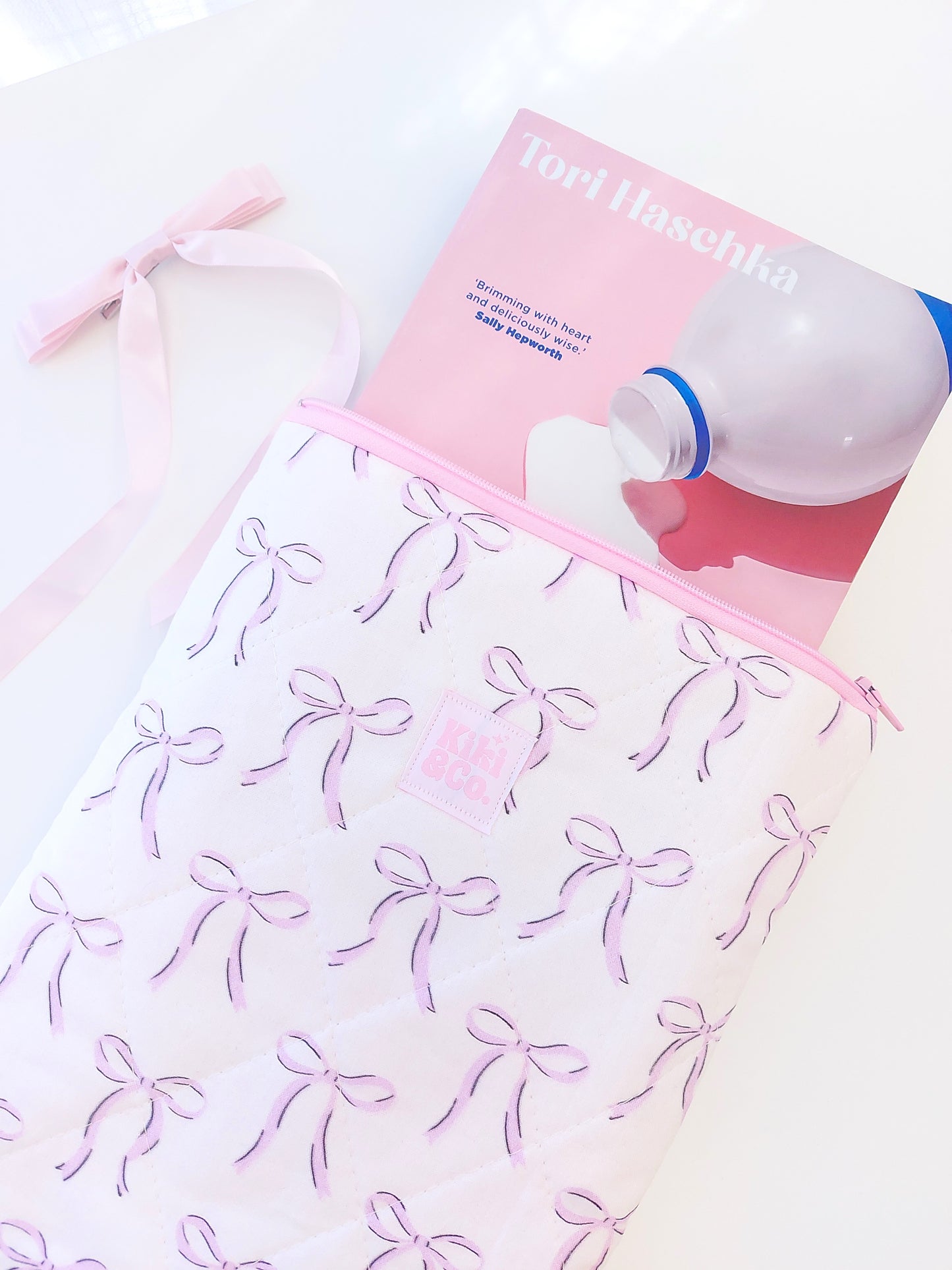 Quilted Book Sleeve - Lilac Bows