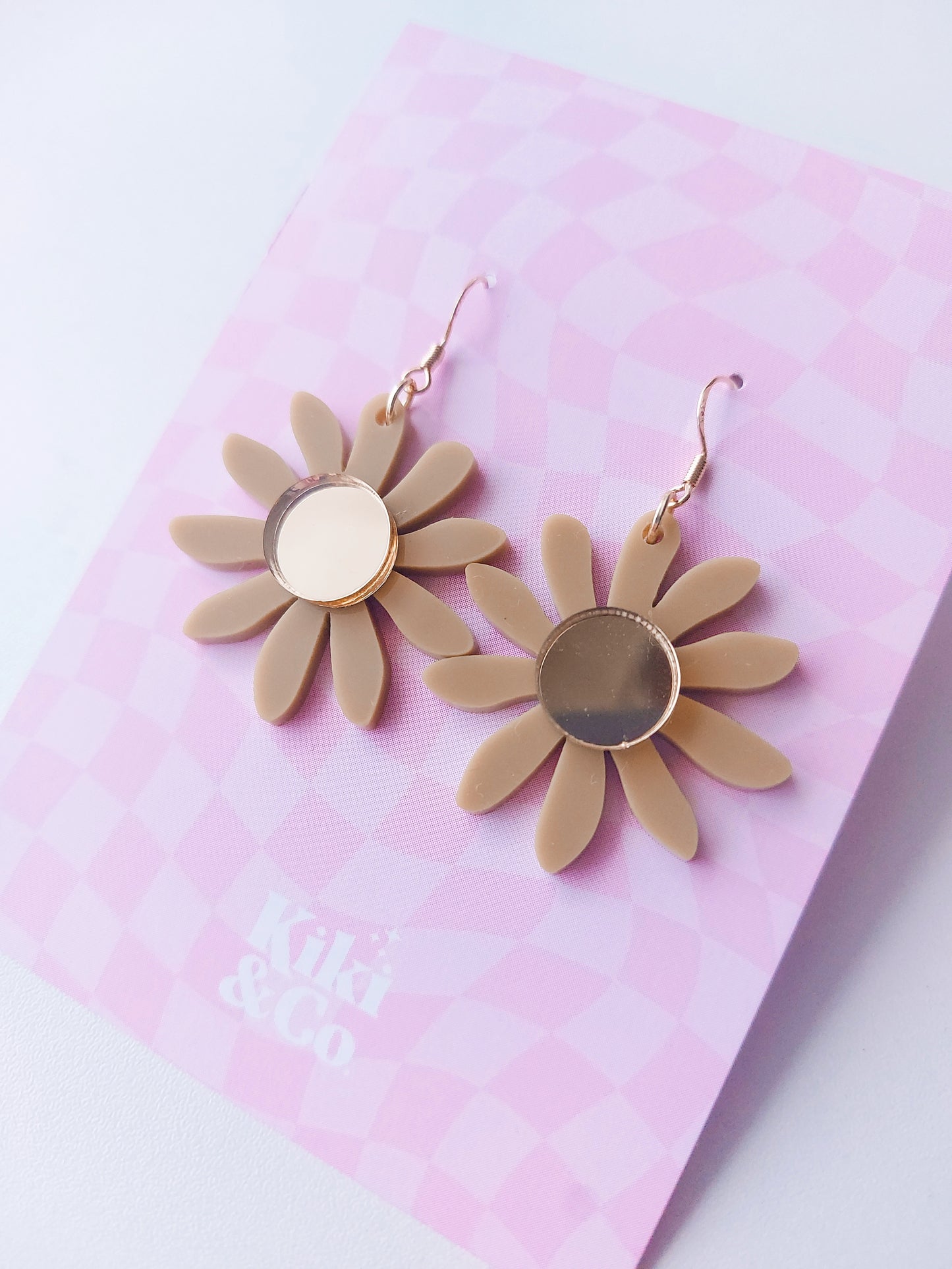 Aster Earrings - Olive/Gold Mirror