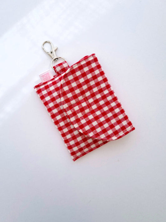 Earbud Pouch - Red Gingham