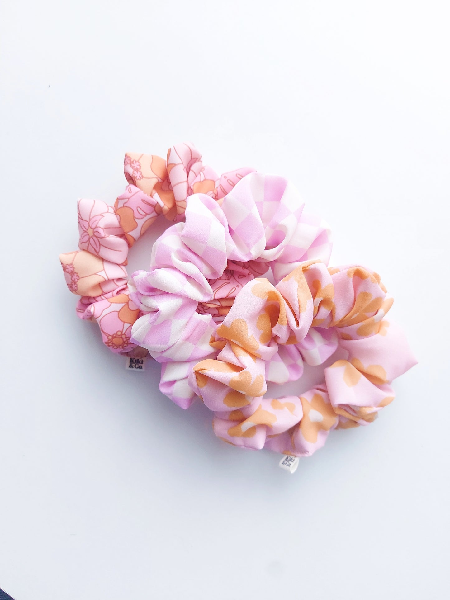 NEW Scrunchie / Lilac Checkerboard / Crepe Fabric