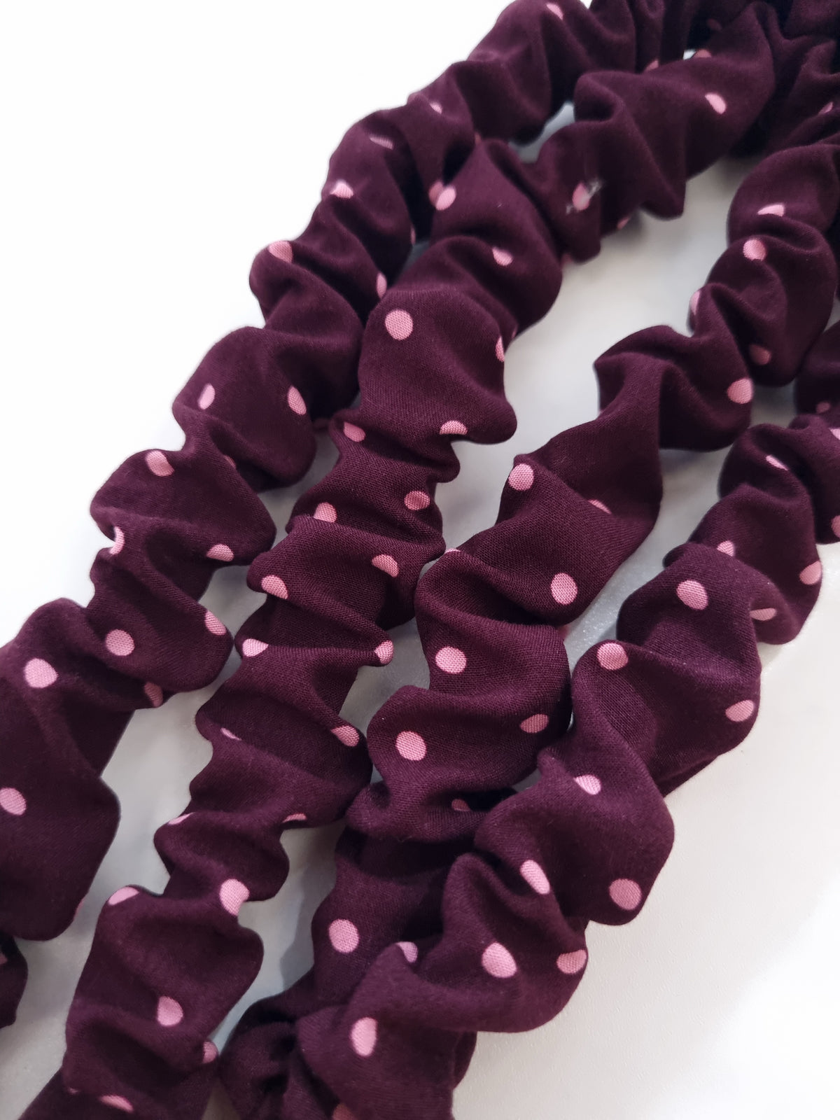 Scrunchie Lanyard - Burgundy Polka Dot
