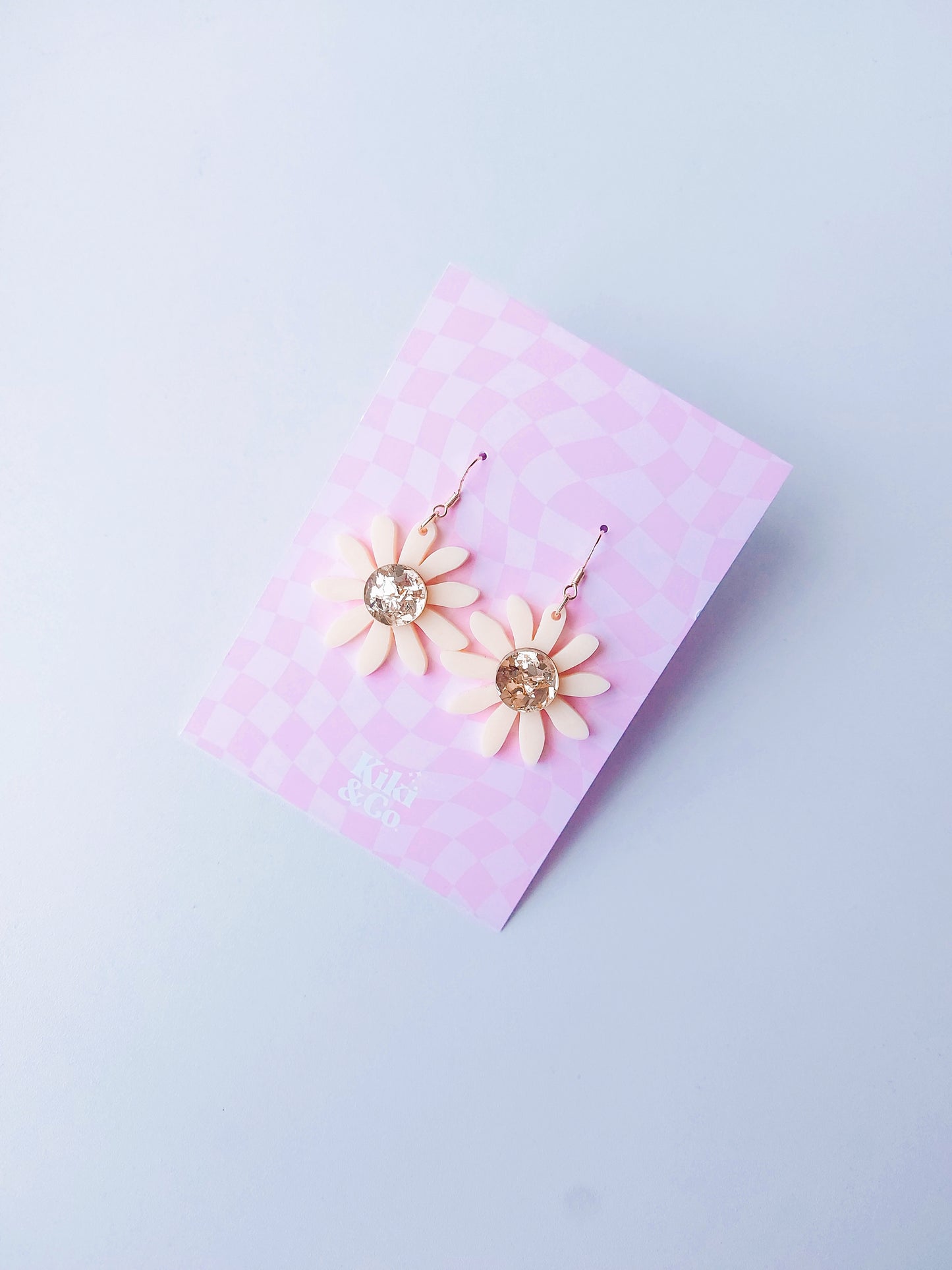 Aster Earrings - Cream/Gold Glitter