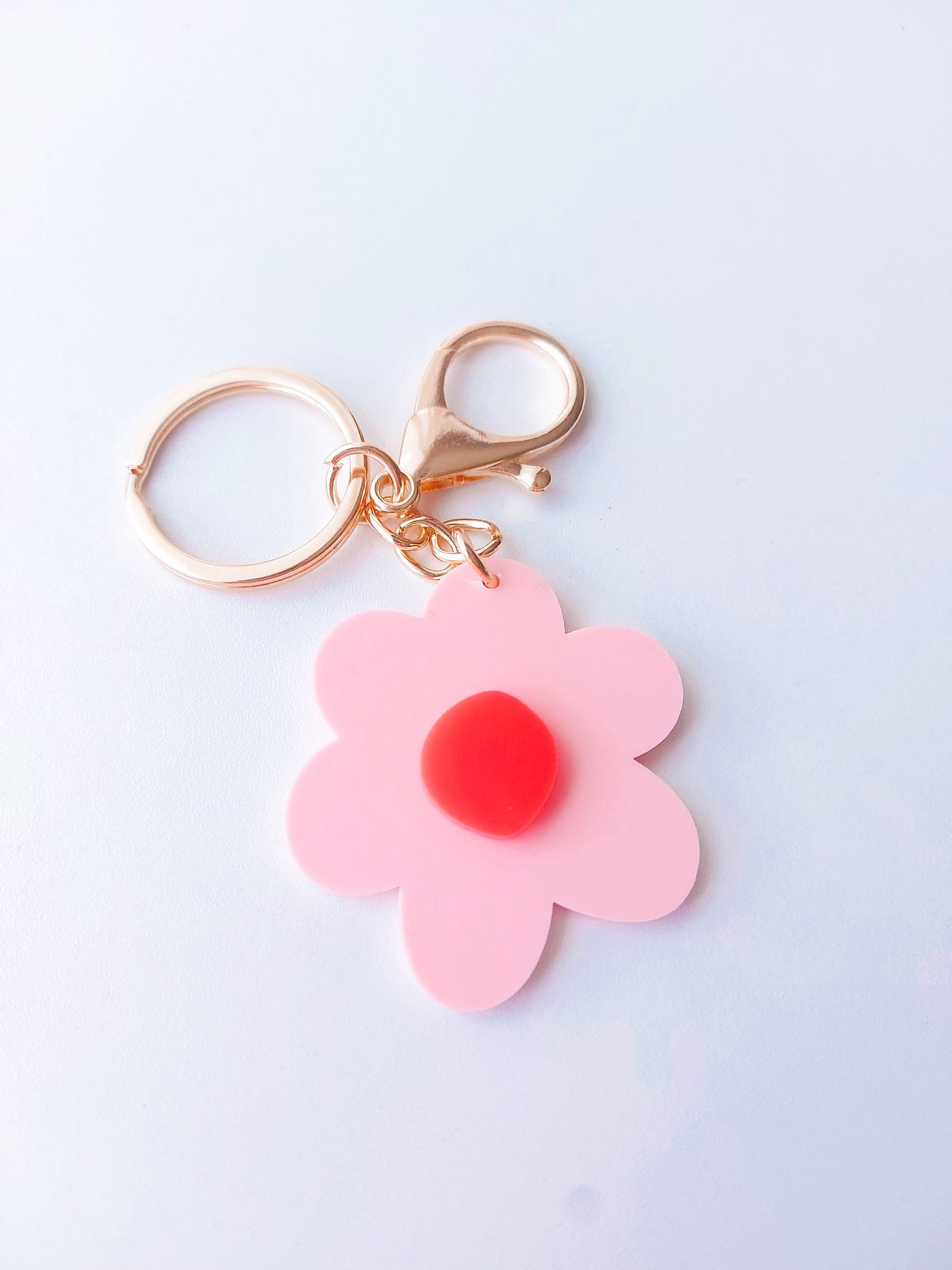 Daisy keyring -  Red/Pink