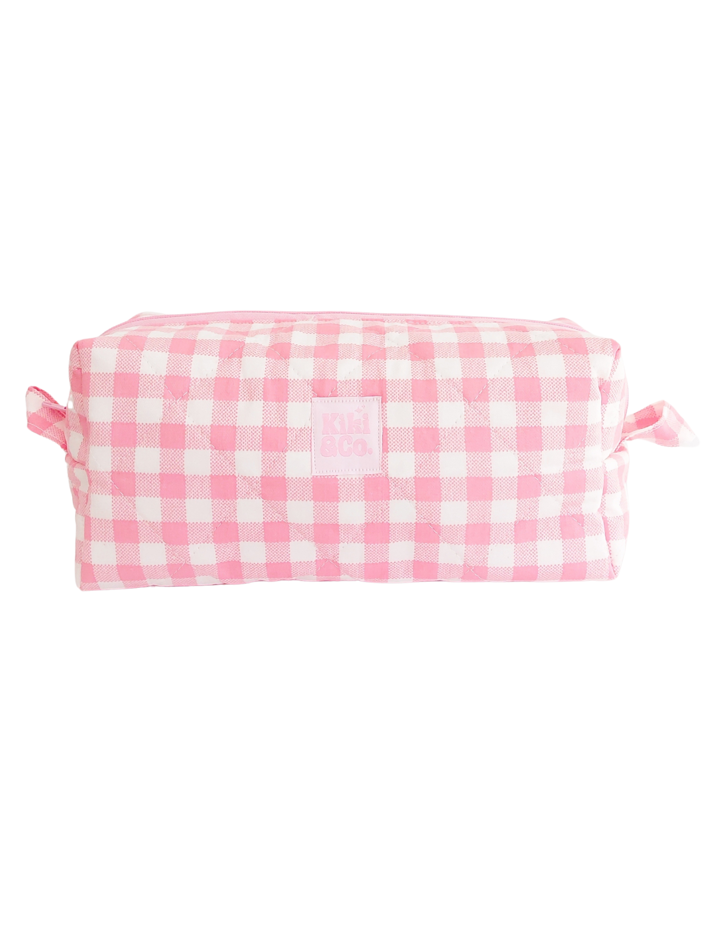 Quilted Makeup Bag- Pink Gingham