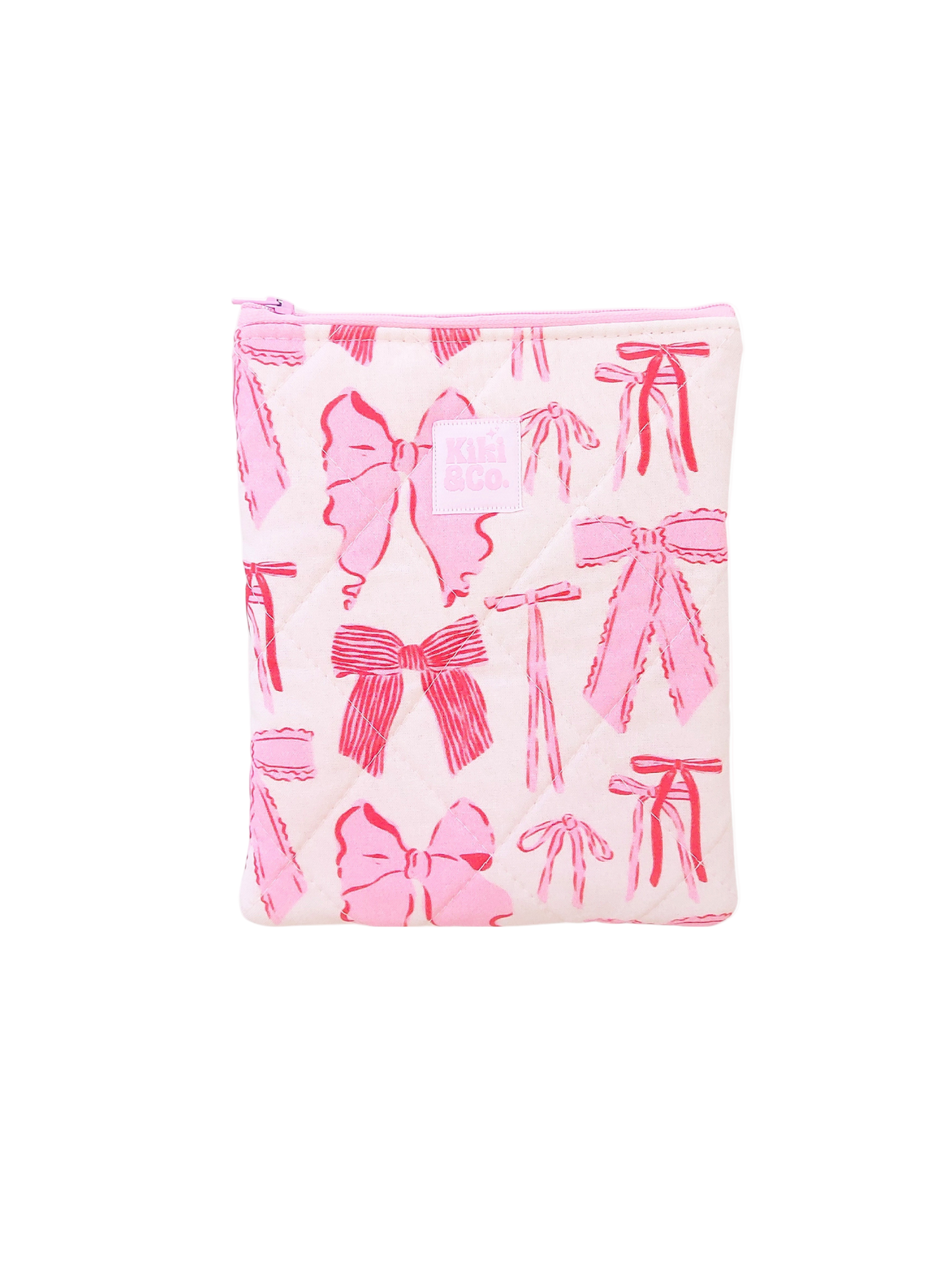 Quilted eReader Sleeve WIDE (e.g.  KINDLE OASIS) - Red Pink Bows