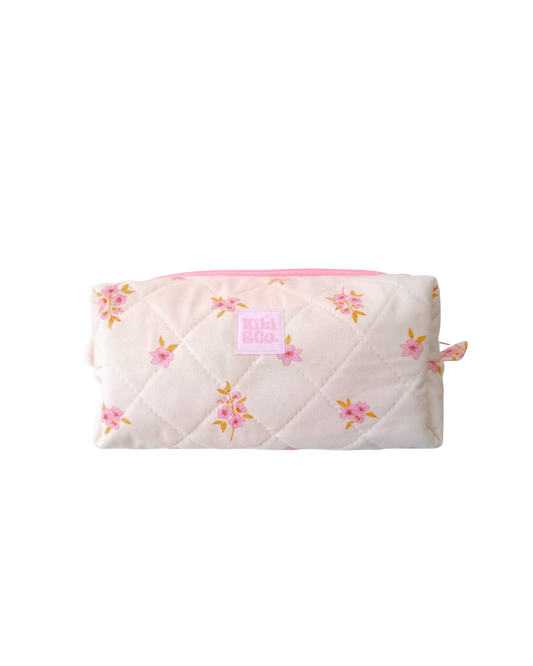 Quilted Makeup Bag- Cherry Blossom