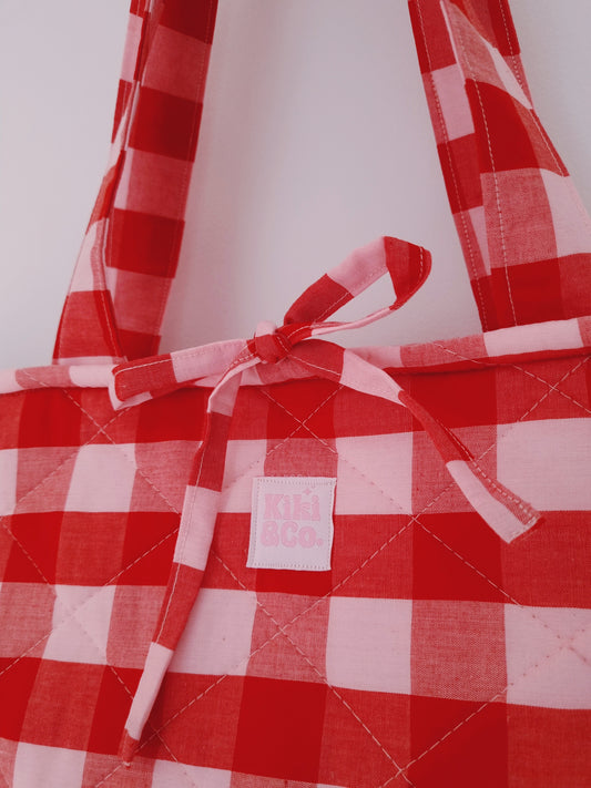 Quilted Tote - Red Gingham