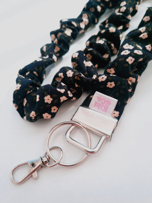 Scrunchie Lanyard - Black Floral