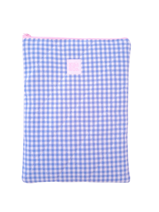 Quilted Book Sleeve - Blue Gingham