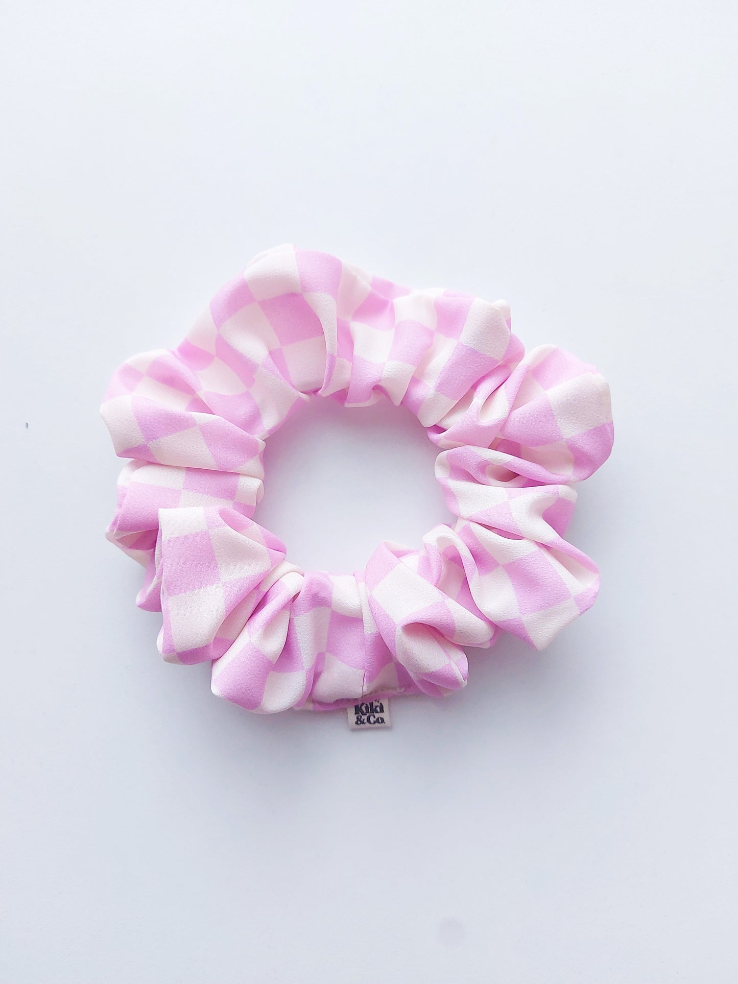 NEW Scrunchie / Lilac Checkerboard / Crepe Fabric