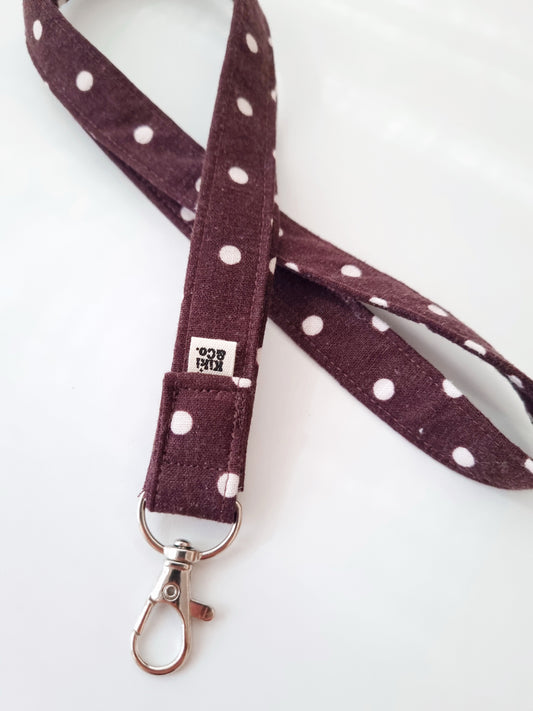 Lanyard - Chocolate Polka Dot