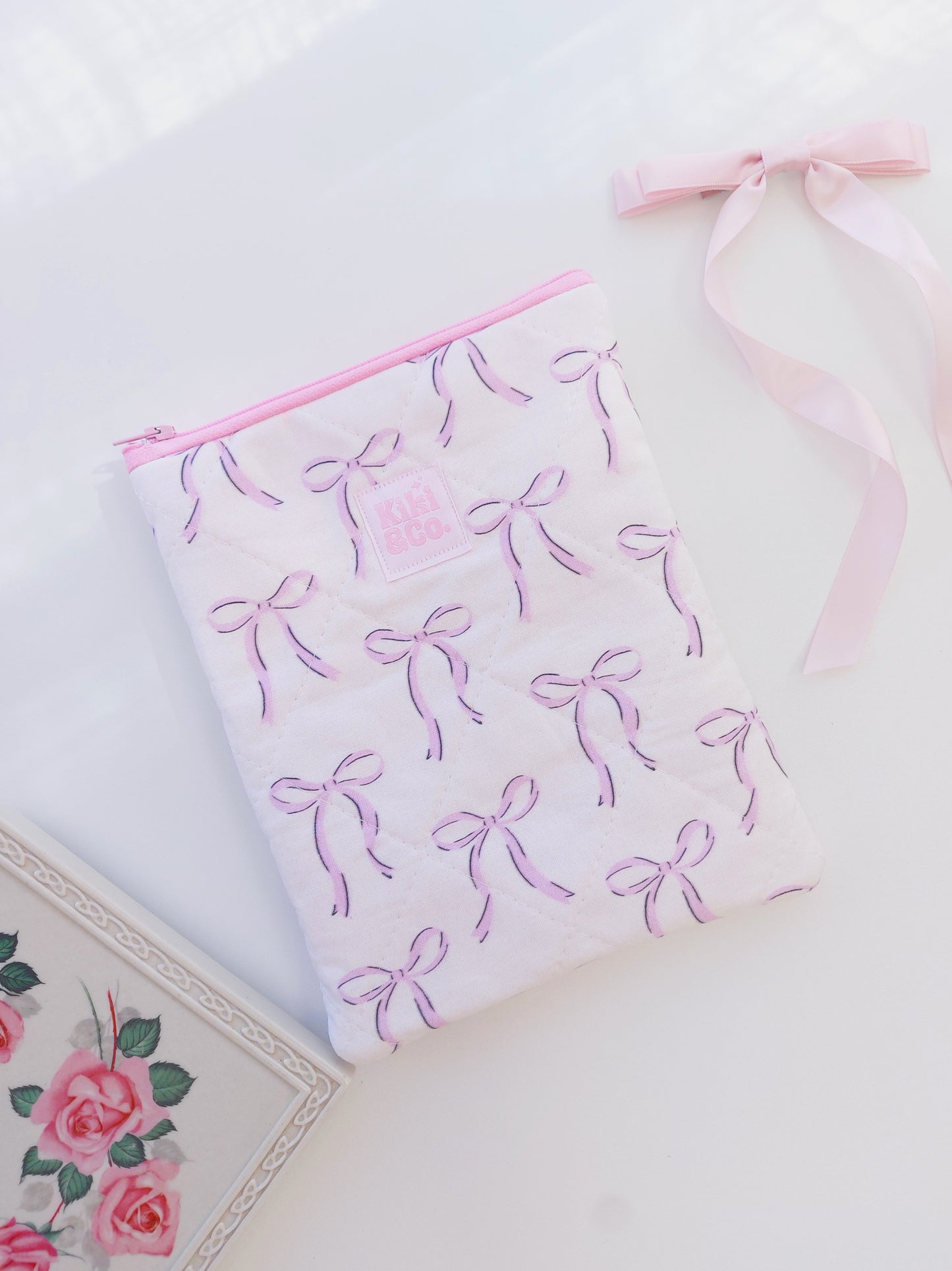 Quilted eReader Sleeve - Lilac Bows