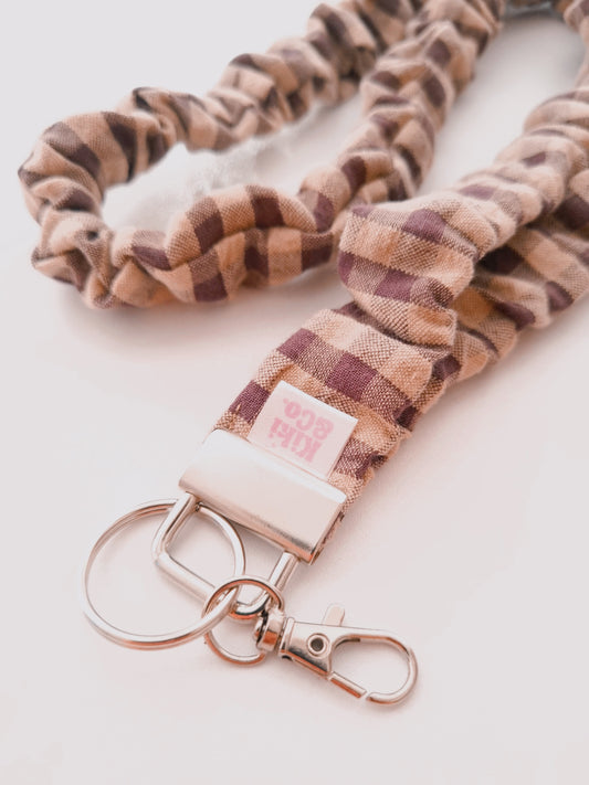 Scrunchie Lanyard - Mocha Gingham