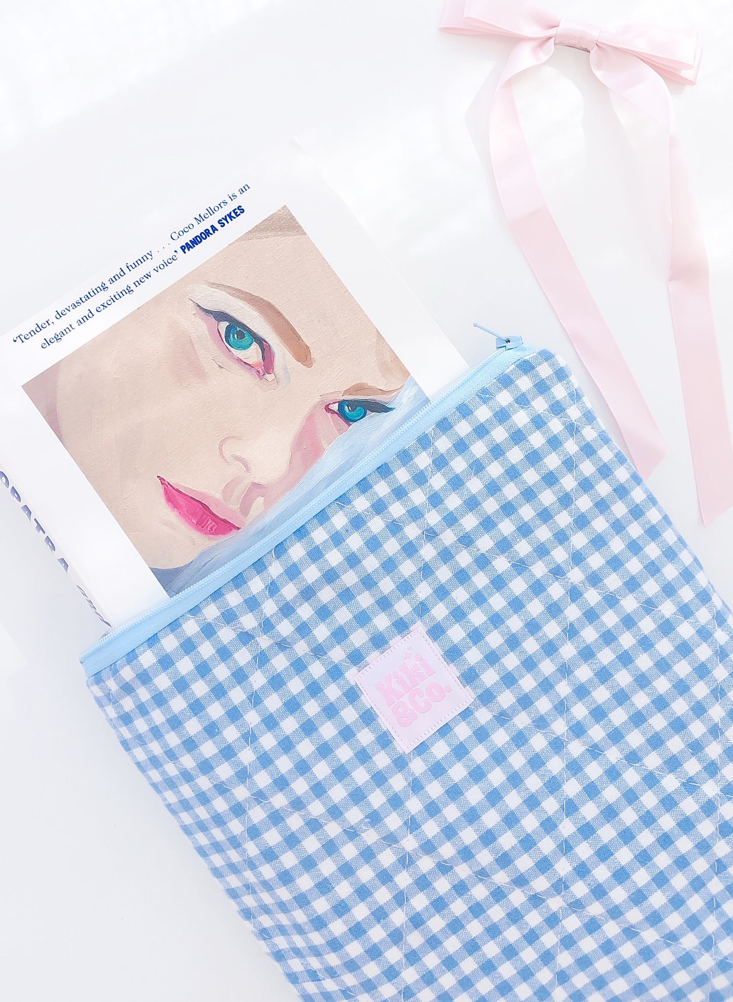 Quilted Book Sleeve - Blue Gingham