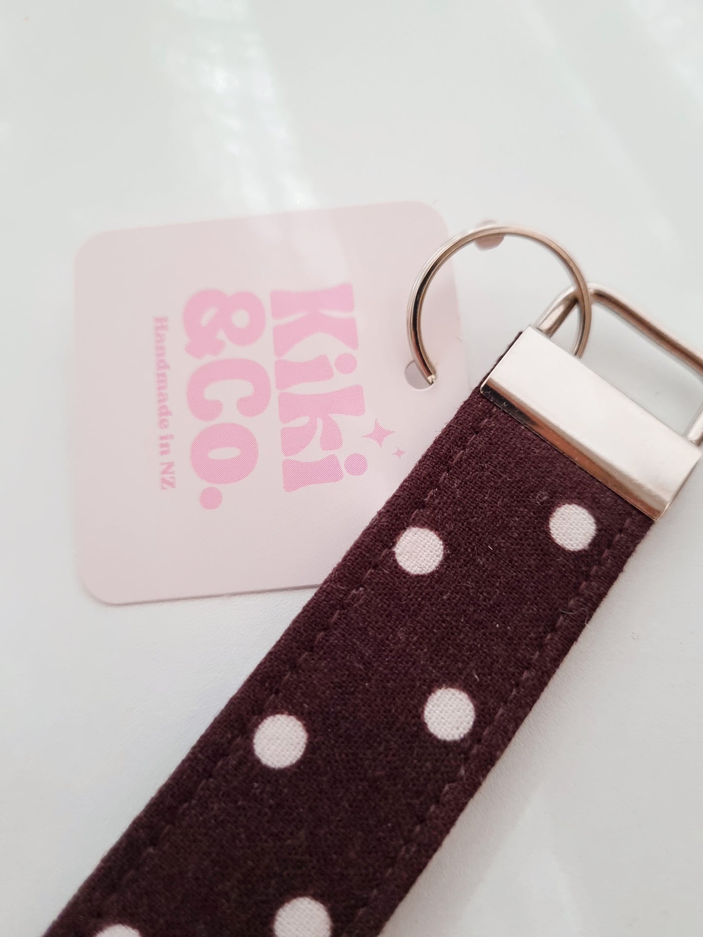 Keychain - Chocolate Polka Dot