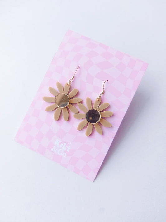 Aster Earrings - Olive/Gold Mirror