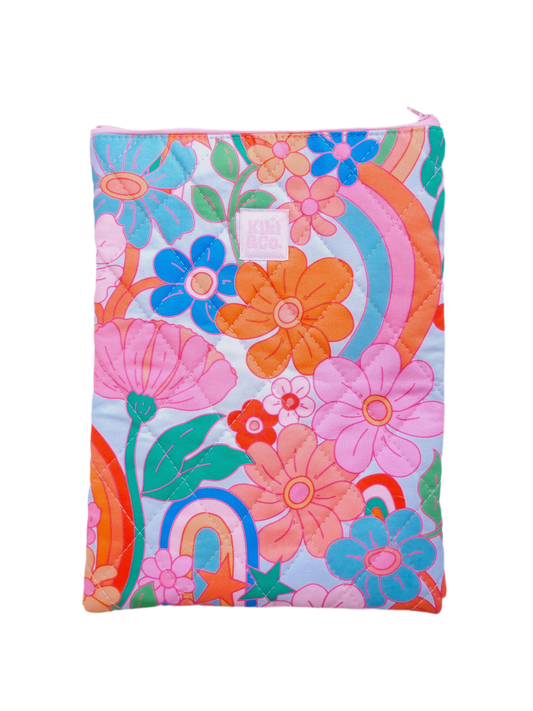 Quilted Book Sleeve - Flowers & Rainbows