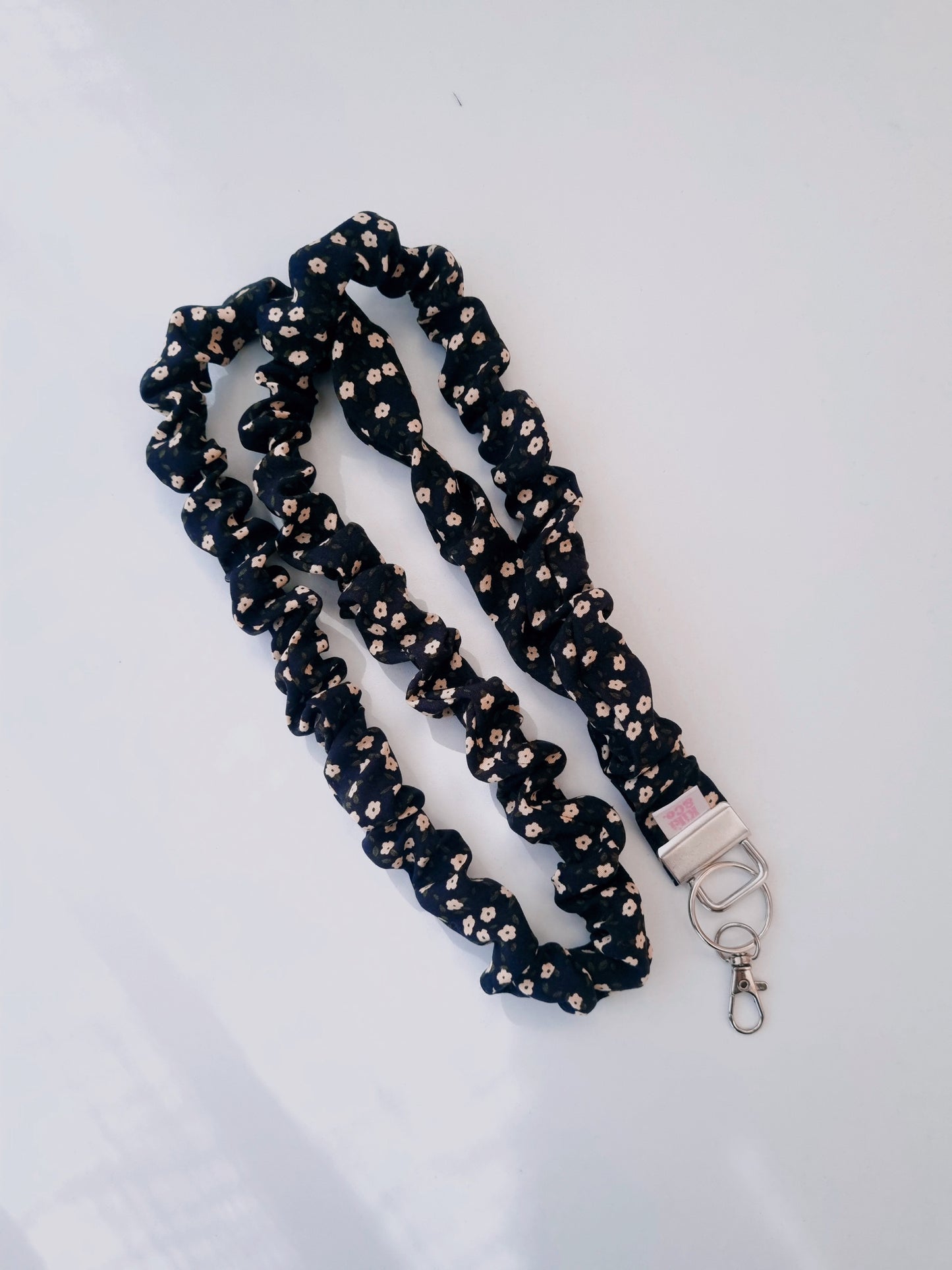 Scrunchie Lanyard - Black Floral