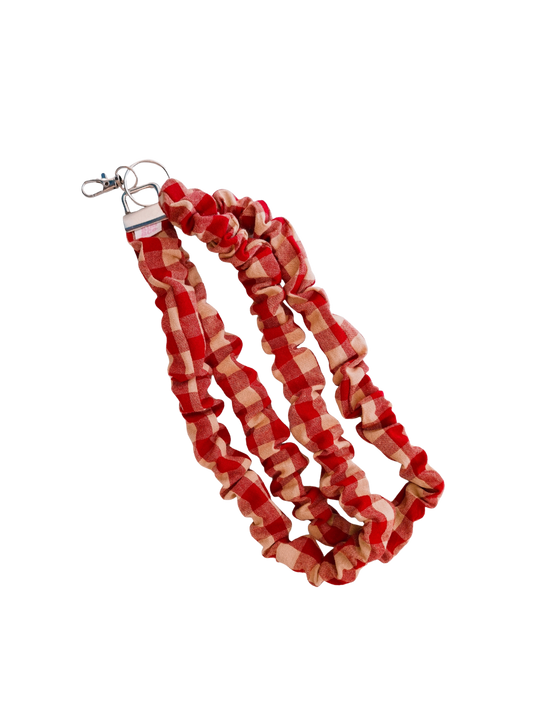 Scrunchie Lanyard - Red/Beige Gingham