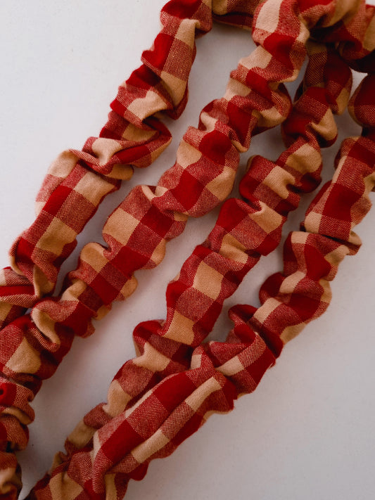 Scrunchie Lanyard - Red/Beige Gingham