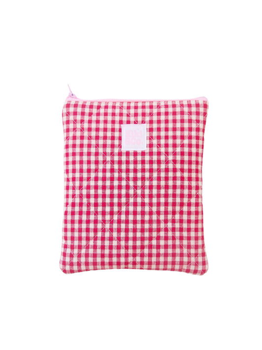 Quilted eReader Sleeve WIDE (e.g. KINDLE OASIS) - Red Gingham