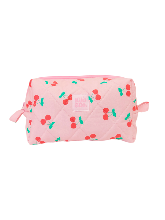 Quilted Makeup Bag- Cherry