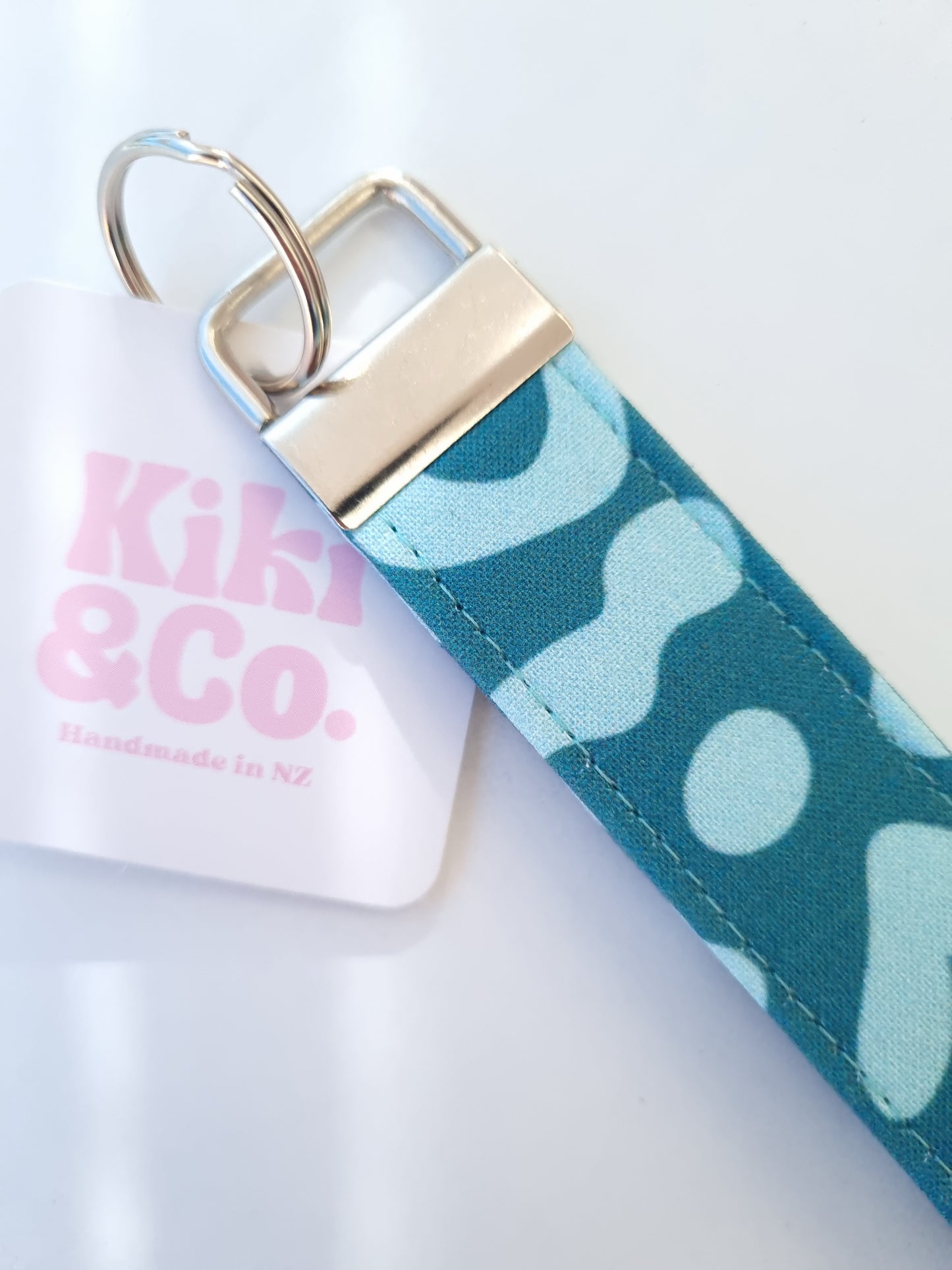 Keychain - Teal organic shapes