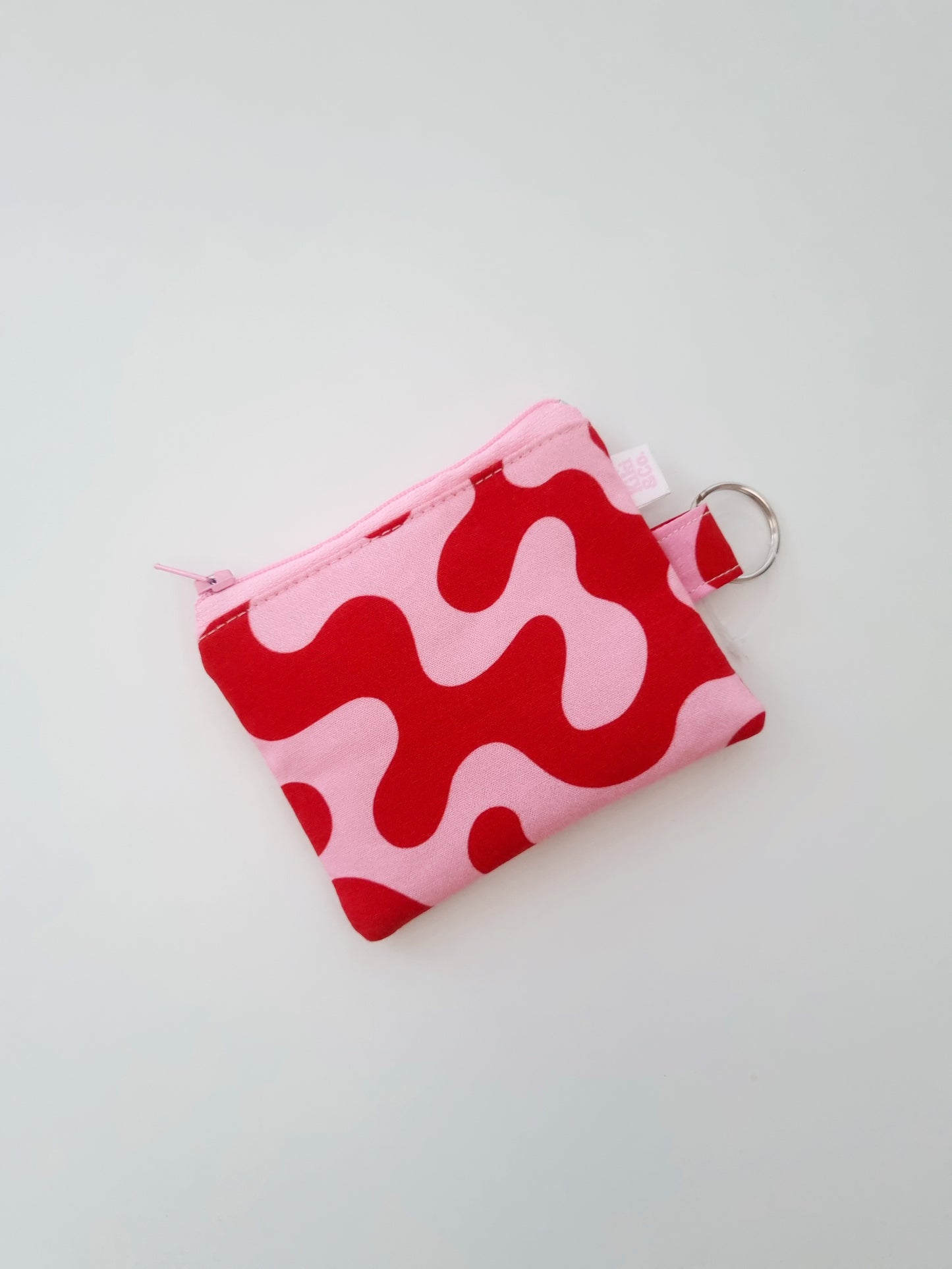 Keyring Zipper Pouch - Pink/Red Swirls
