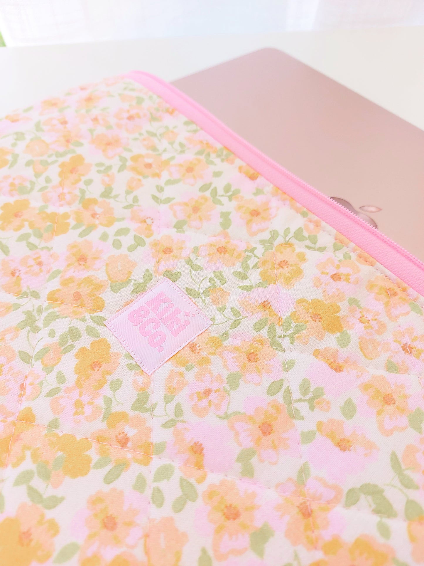 Quilted Laptop Sleeve - Camellia