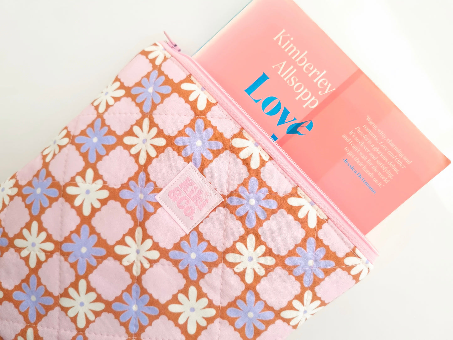 Quilted Book Sleeve - Rosie- Lilac