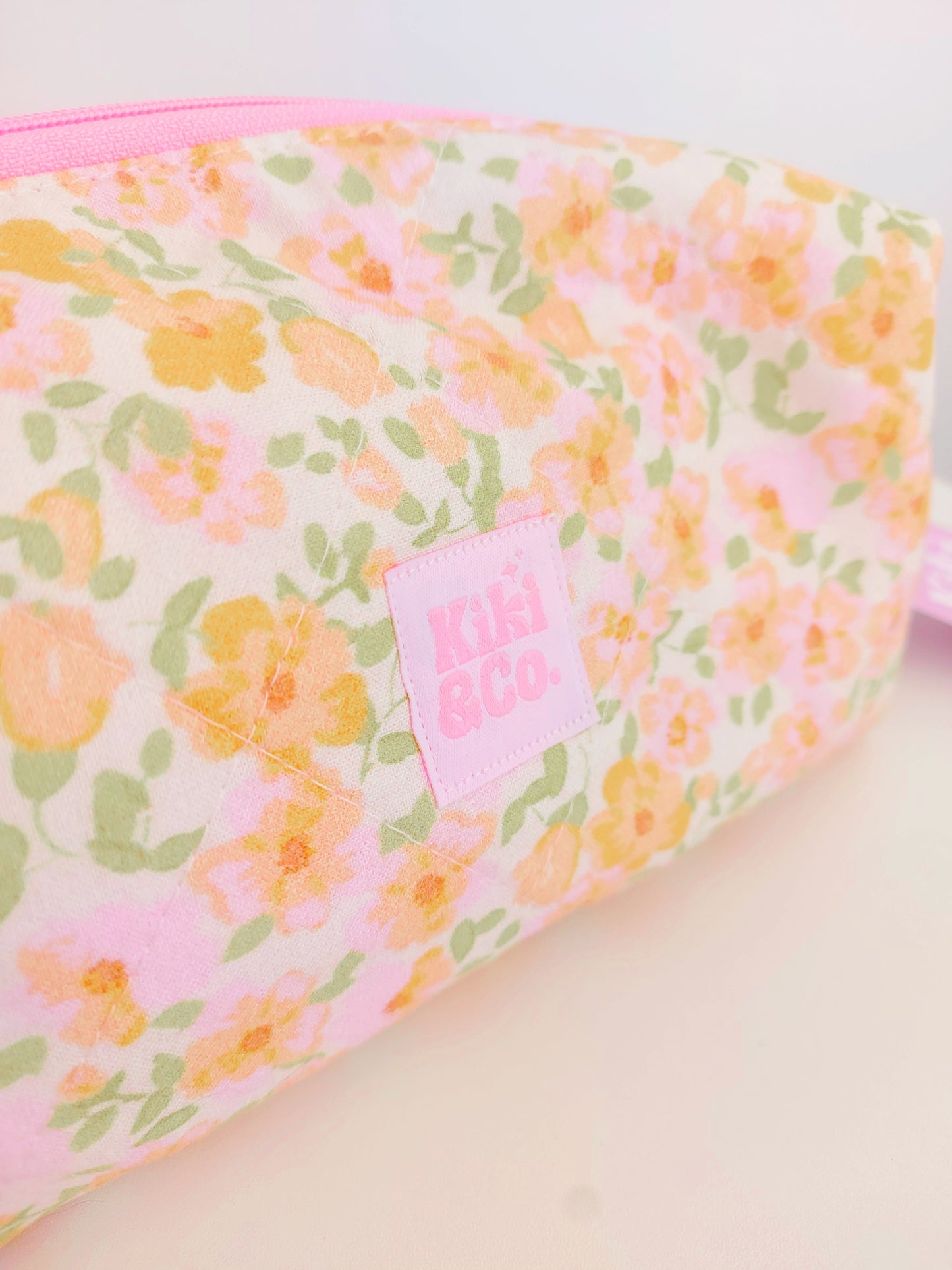 Quilted Makeup Bag- Camellia