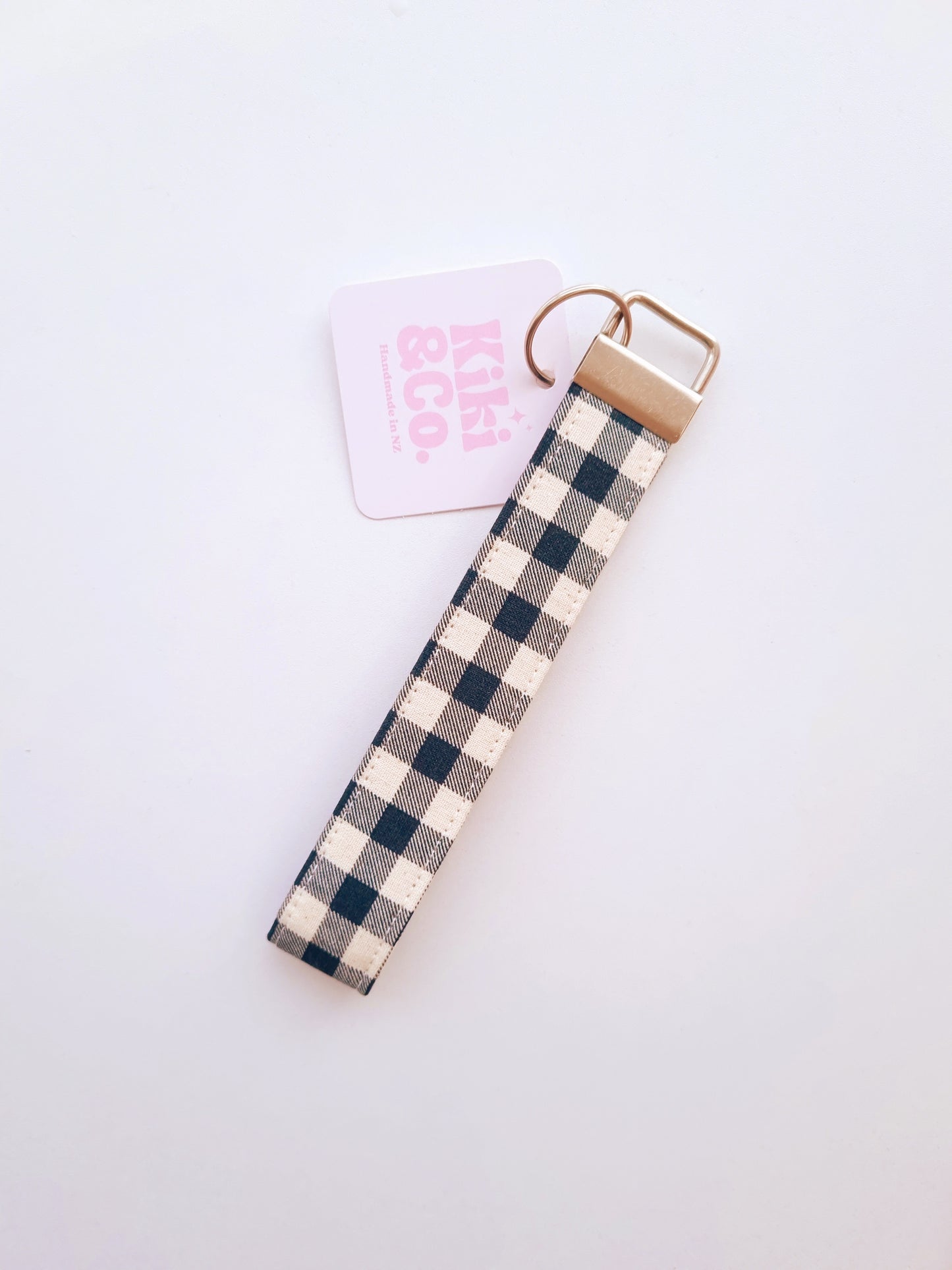 Keychain - Black/Tan Gingham