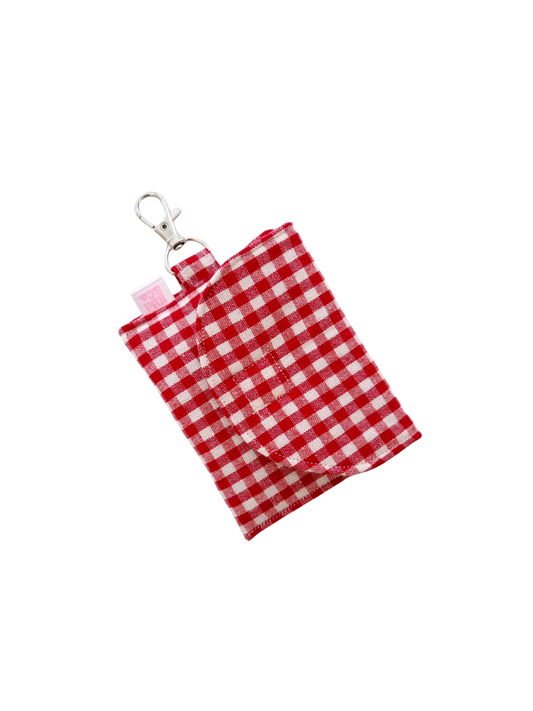 Earbud Pouch - Red Gingham