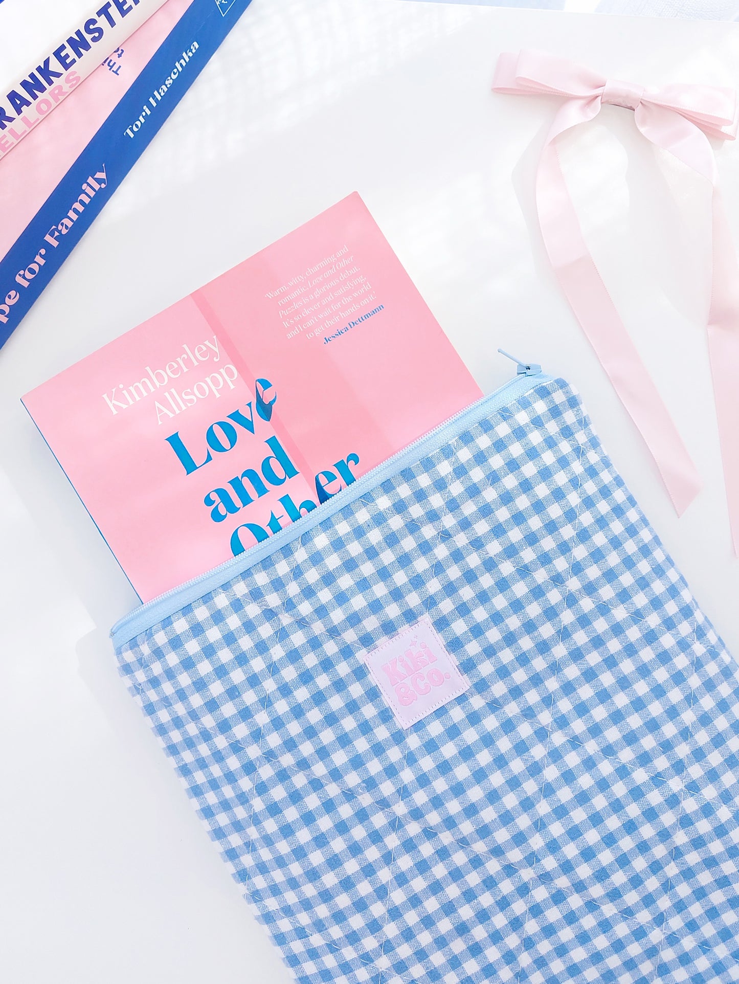 Quilted Book Sleeve - Blue Gingham