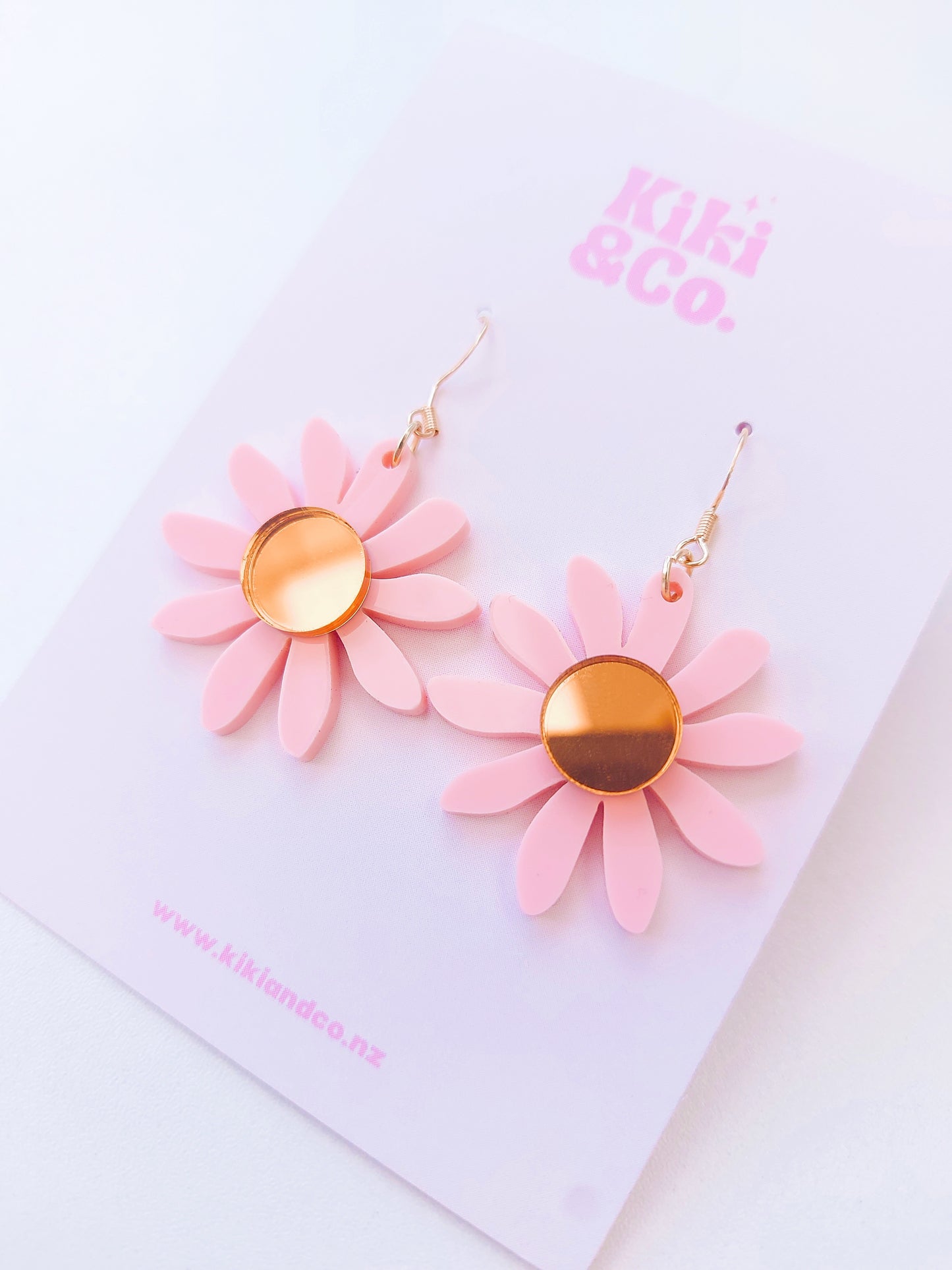Aster Earrings - Pink/Orange mirror