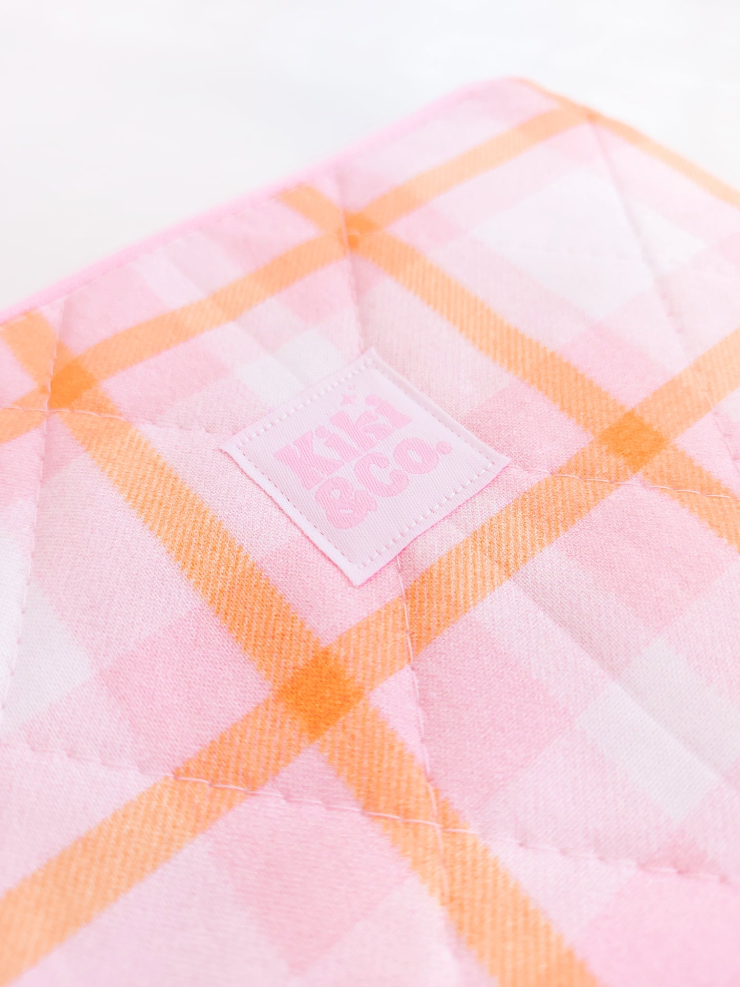 Quilted Book Sleeve - Pink/Orange Plaid
