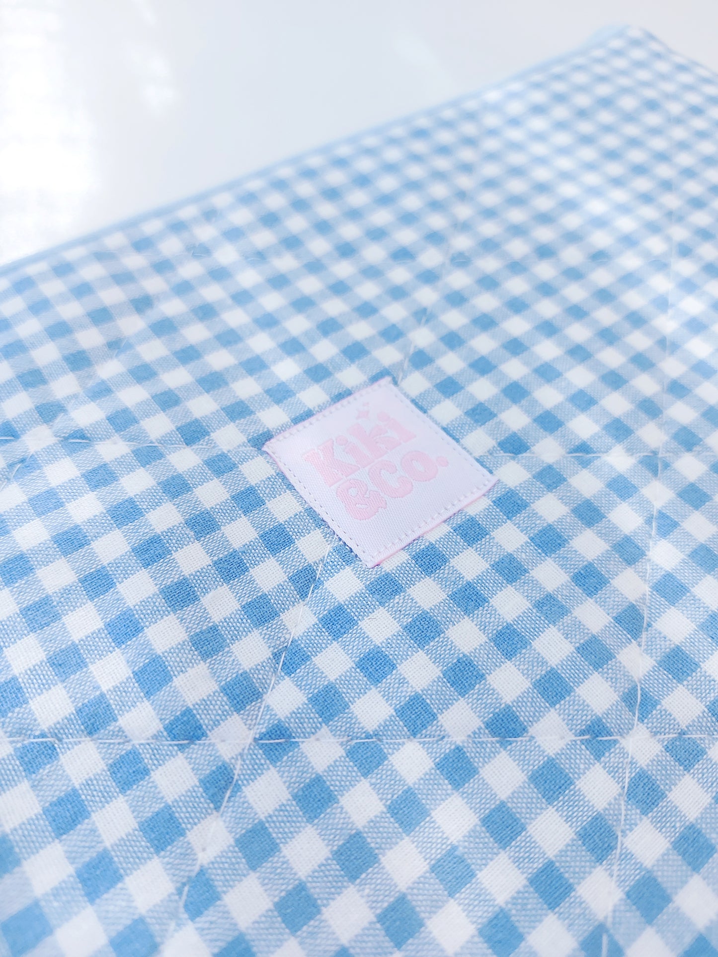 Quilted Laptop Sleeve - Blue Gingham