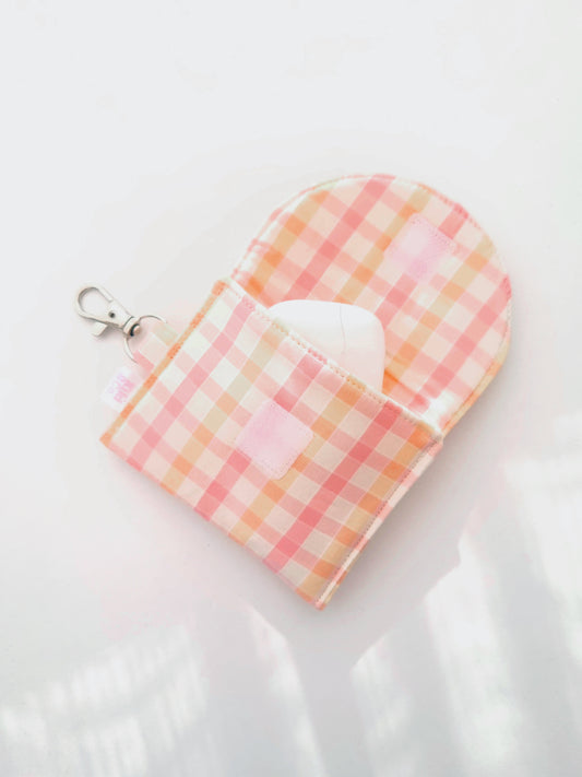 Earbud Pouch - Pink/orange gingham