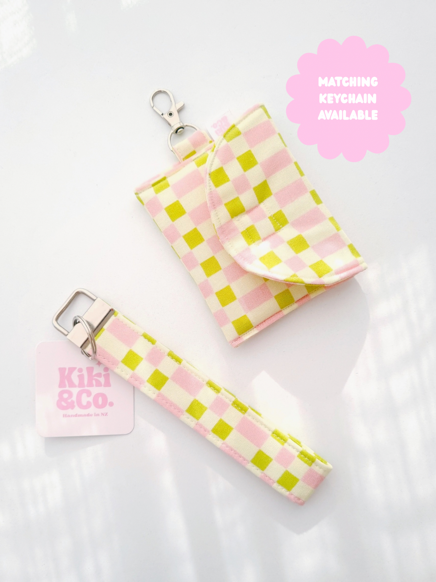 Earbud Pouch - Pink\Green Checkered